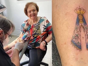Aos 91 anos, idosa faz 1ª tatuagem para pagar promessa: “Nem doeu”