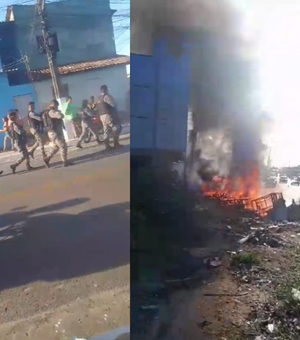 Moradores protestam após troca de tiros que deixou feridos no Conjunto Carminha