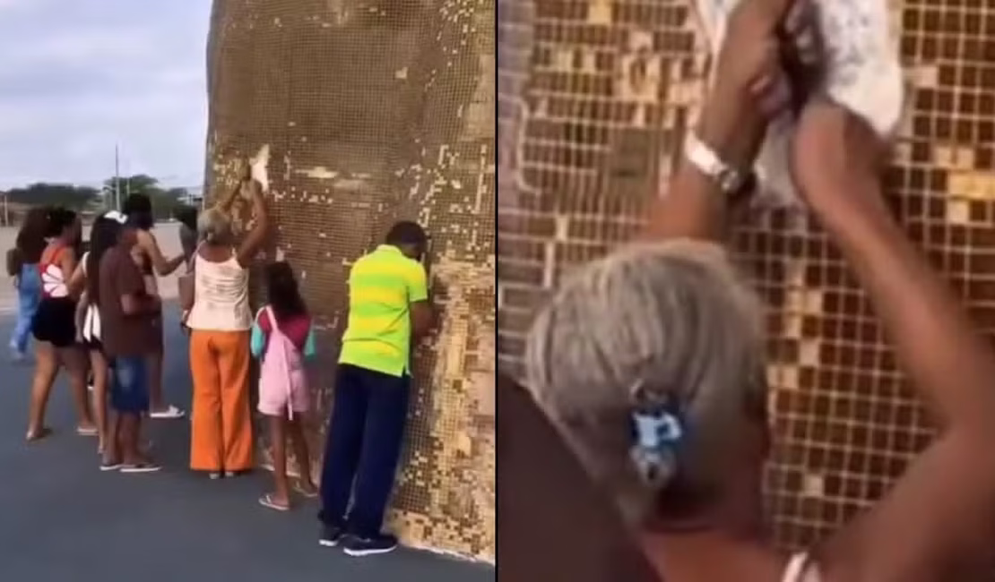 Boato sobre chá milagroso leva fiéis a retirar ladrilhos de estátua de São Francisco no Ceará