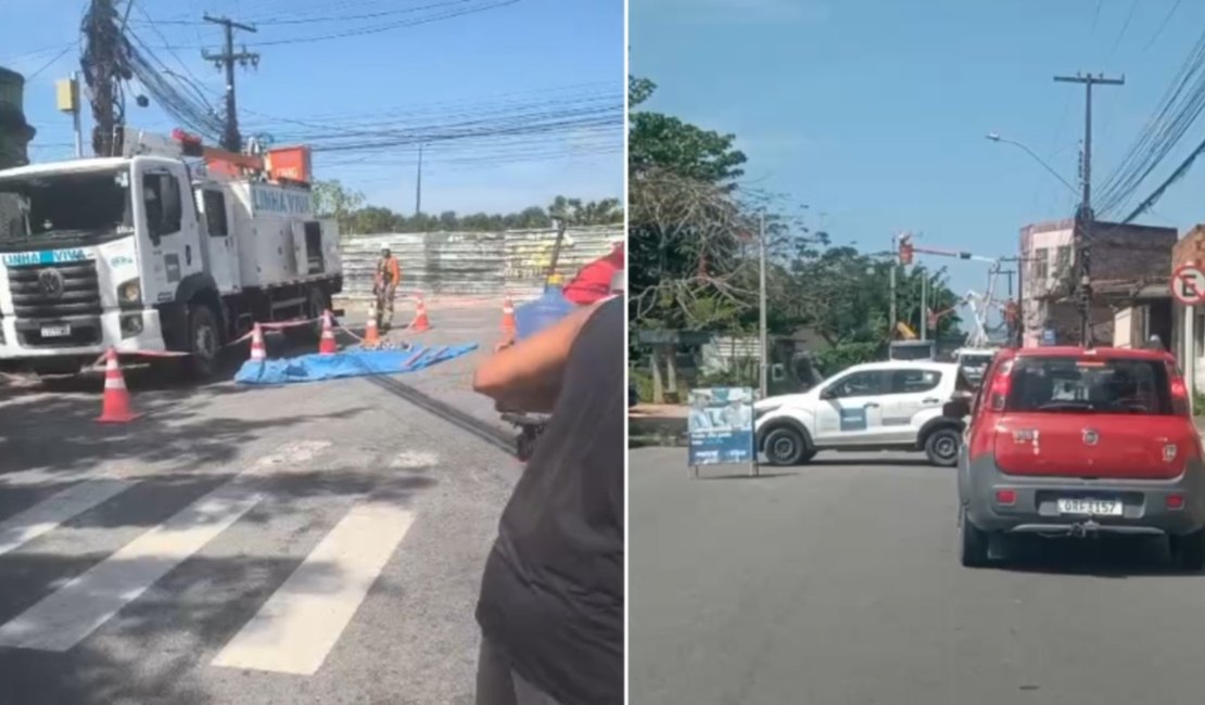 Rua no bairro Bebedouro é interditada neste domingo para remoção de poste