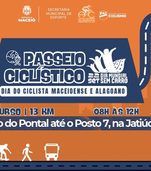 Dia Mundial Sem Carro: Prefeitura realiza passeio ciclístico neste domingo (22)