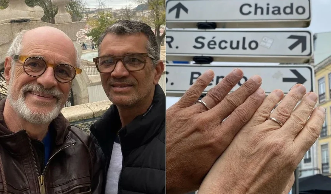 Aos 70 anos, Marcos Caruso se casa com técnico de enfermagem em Lisboa