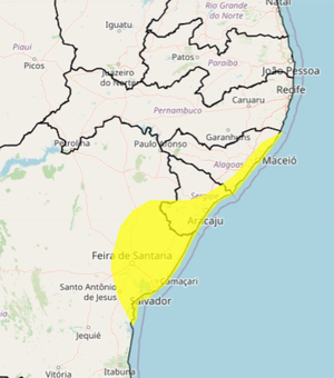 INMET emite novo alerta de chuvas intensas e ventos fortes para Alagoas