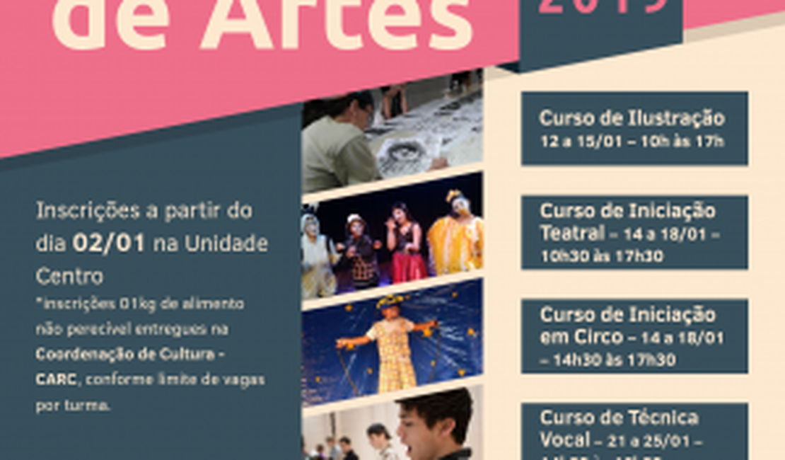 Sesc abre inscrições gratuitas para Cursos de Artes nas férias