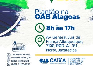 Comissão de Combate à Corrupção Eleitoral da OAB está de plantão neste domingo 