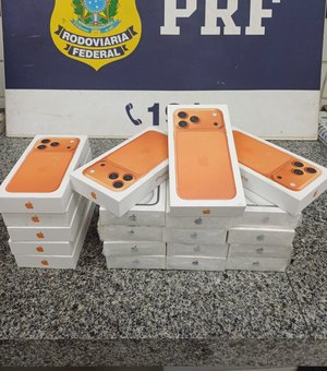 PRF apreende cerca de R$ 100 mil em iPhones sem nota fiscal ﻿em São Miguel dos Campos