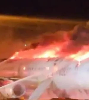 Avião pega fogo com 176 pessoas a bordo na Coreia do Sul; veja as imagens