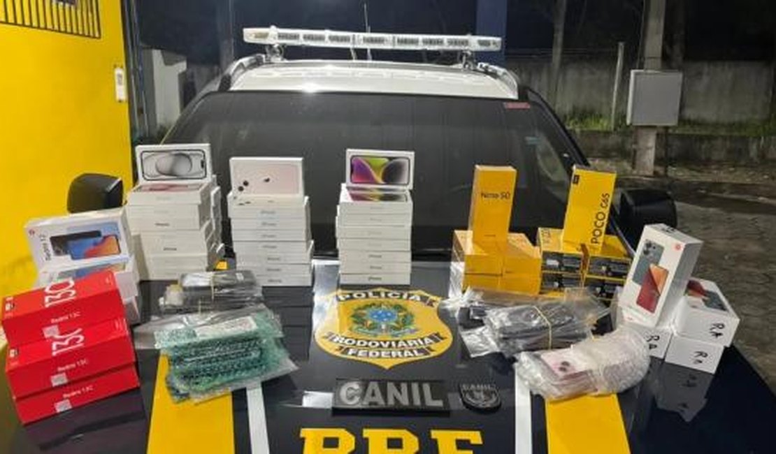 Polícia apreende quase 80 Iphones sem nota fiscal e prende foragido no interior de Alagoas