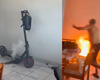 Patinete elétrico explode e pega fogo dentro de residência em Maceió