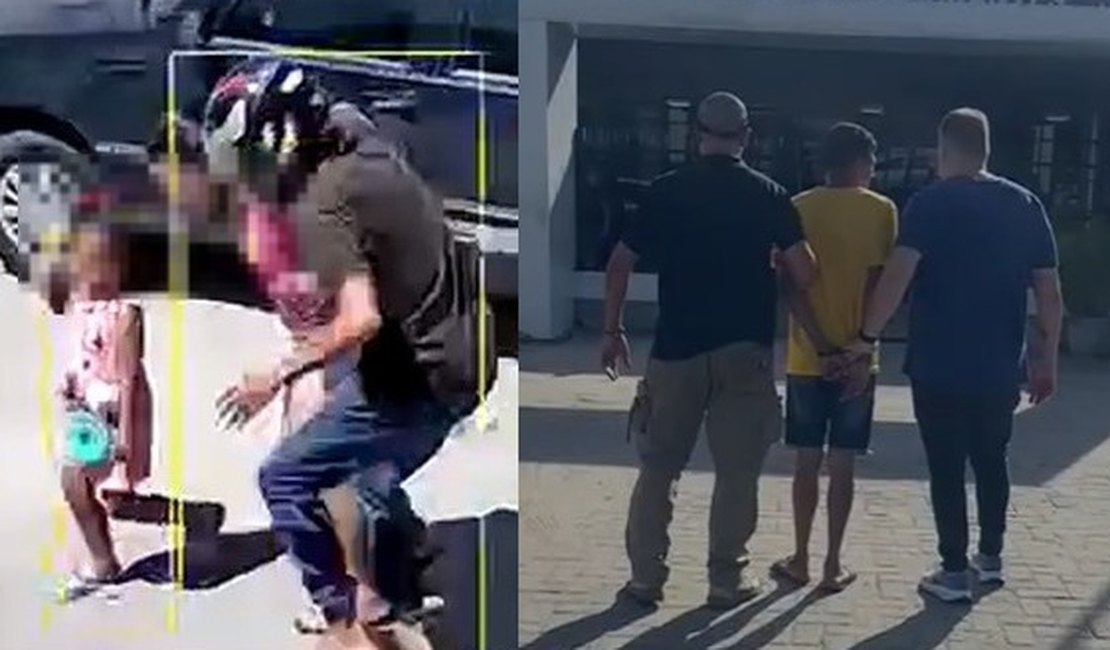 [Vídeo] Preso suspeito de assaltar mulher que caminhava com a filha no Feitosa, em Maceió