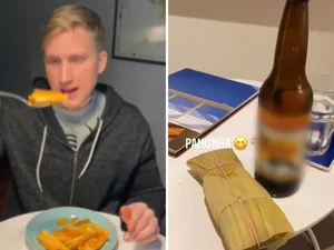 Influencer americano bomba na web ao experimentar pamonha e perceber que não havia tirado a palha do milho