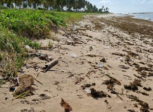 Correntes marinha espalham lixo em praias de Porto de Pedras