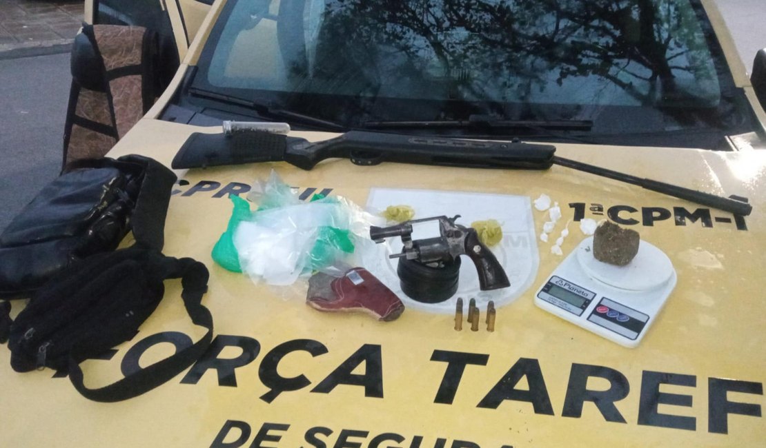 PM apreende armas de fogo e drogas durante abordagens em Boca da Mata e Arapiraca