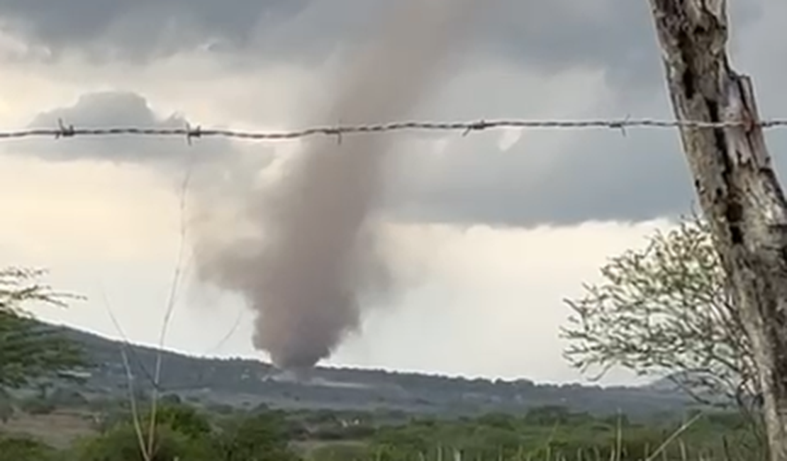 [Vídeo] Tornado na zona rural de Estrela de Alagoas impressiona moradores e causa estragos em residências