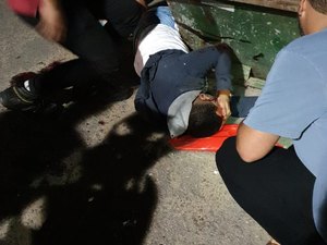 Motociclista perde controle e colide em container de lixo na Avenida Ceci Cunha