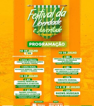 Festival da Liberdade e Juventude: Girau tem fim de semana histórico com esporte, educação e moradia
