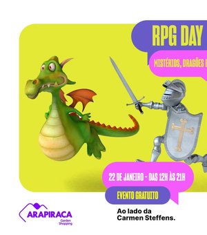 Arapiraca Garden Shopping sedia oficina de jogos de RPG neste domingo (22)