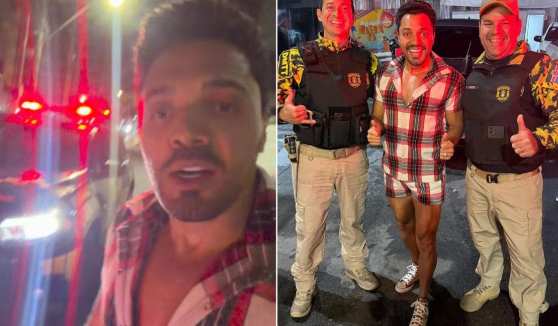 Tirulipa é conduzido por agentes do DMTT até show no Jaraguá e brinca: ‘Tô me sentindo o presidente’