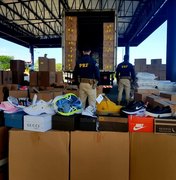 PRF apreende caminhão com quase seis mil pares de tênis em rodovia em Alagoas