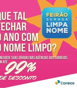 Feirão Limpa Nome: negociação de dívidas pode ser realizada até dia 29 nas agências dos Correios