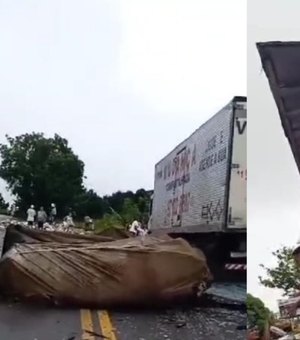 Dois caminhões se chocam em Junqueiro; Carga é saqueada por populares