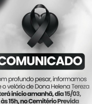 Grupo Coringa informa que velório de Dona Helena terá início neste sábado (15) às 15h00 no Previda