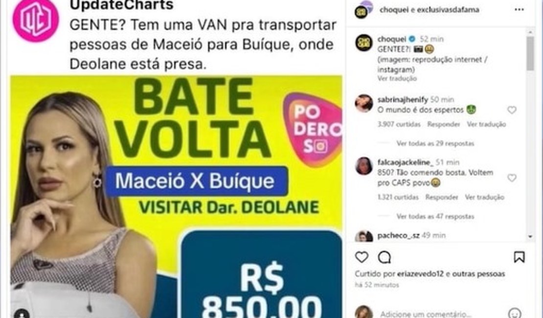 É meme? Excursão em van para “ver Deolane” no presídio custa R$ 850