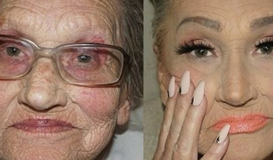 Maquiadora faz transformação em avó de 80 anos e conquista as redes sociais