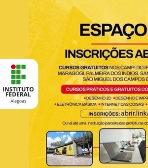 Ifal inicia inscrições para cinco cursos dos Espaços 4.0