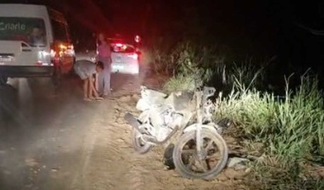 Colisão entre motocicleta e animal deixa uma pessoa ferida na AL-101, em Maragogi