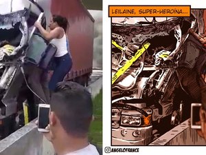 Artista desenha mulher que ajudou a tirar motorista após acidente com helicóptero de Boechat