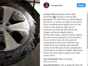 Após gravar programa, cantor e Papa-Capim escapam de assalto em rodovia