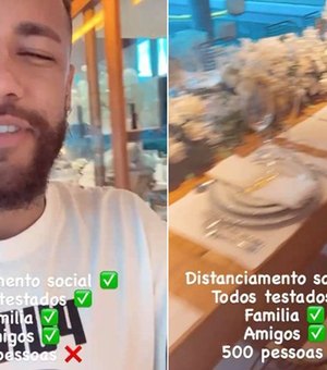 Neymar posta foto de ceia e ironiza: 'Não é para 500 pessoas'