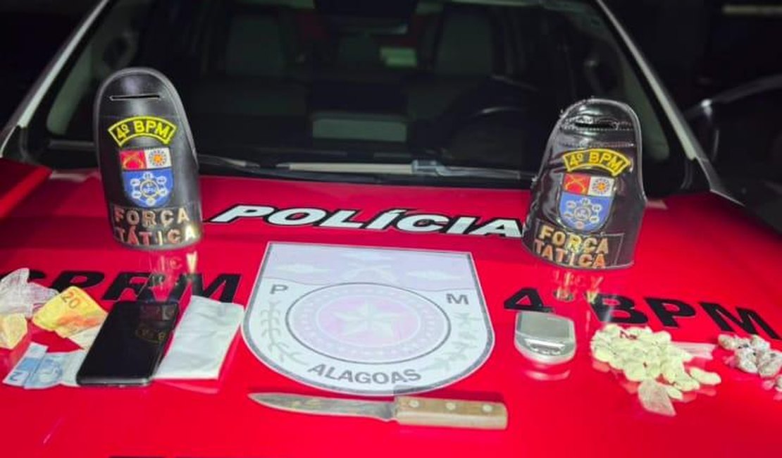 Jovem é preso em flagrante com maconha, crack e cocaína no Tabuleiro do Martins
