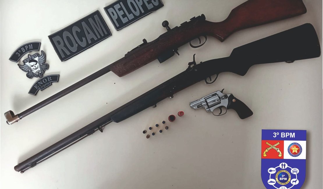 PM apreende armas e prende jovem de 21 anos suspeito por tentativa de homicídio contra padrasto em Feira Grande