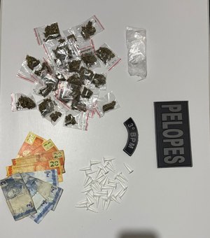 Jovem é preso com maconha e cocaína no bairro Manoel Teles, em Arapiraca