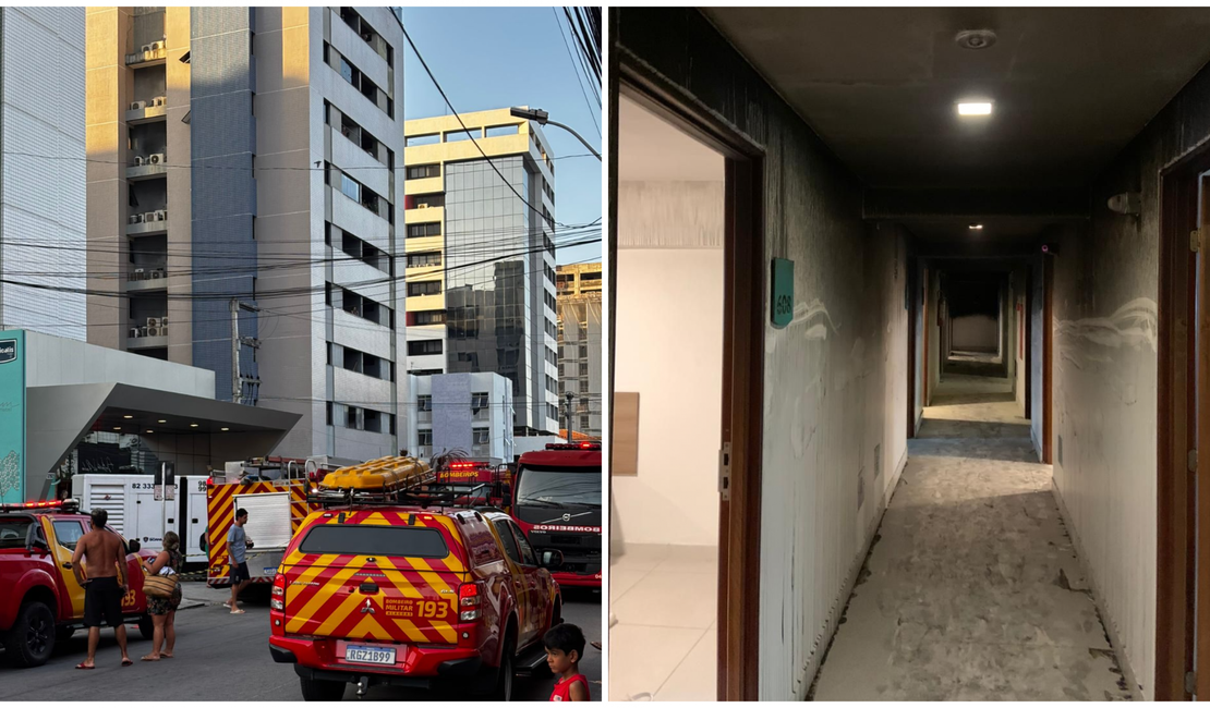 Bombeiros e Samu atuaram em conjunto no resgate das vítimas do incêndio em hotel