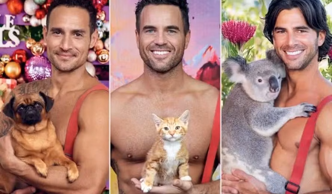 Famoso calendário de bombeiros australianos é lançado com pegada animal
