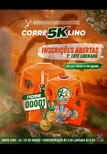 Corre Lino 5K 2026 será realizada em março em Novo Lino e abre inscrições com vagas limitadas