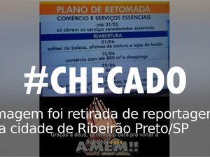 Imagem com datas para reabertura do comércio não é de Alagoas