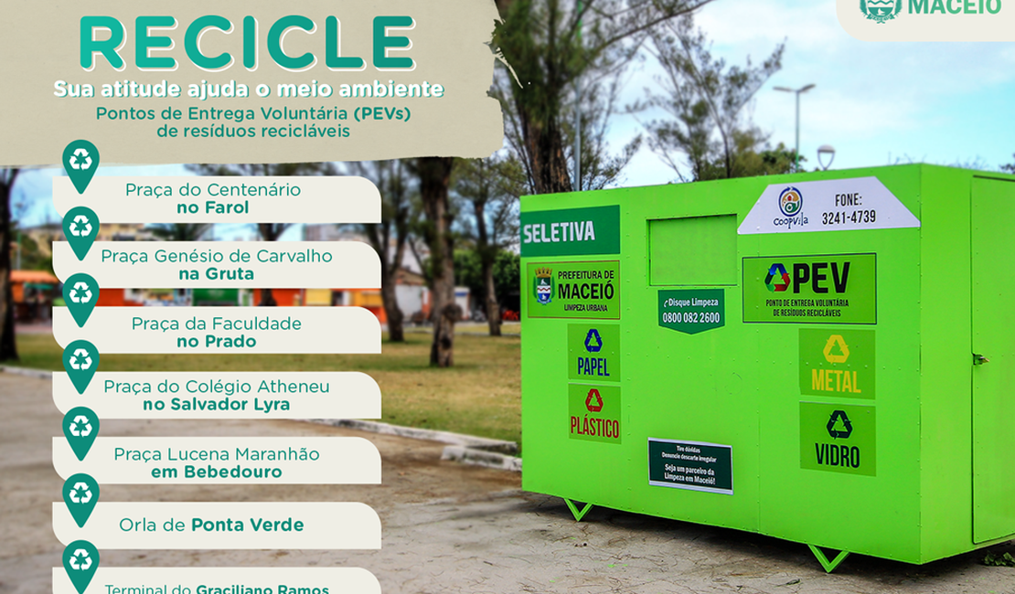 Saiba onde estão os pontos de entrega de recicláveis da Prefeitura
