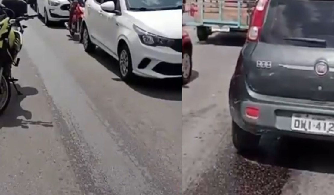 [Vídeo] Óleo derramado na pista provoca acidentes e deixa grávida ferida na Rotary