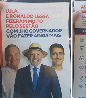 Após vídeo, panfleto associando JHC a Lula é distribuído em cidades do sertão alagoano