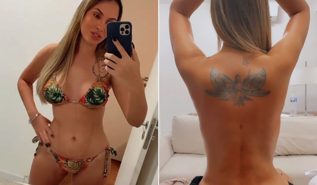Sarah Andrade mostra evolução de lipo LAD na barriga e costas