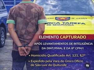 Acusado de homicídio qualificado é preso no município de São Luís do Quitunde