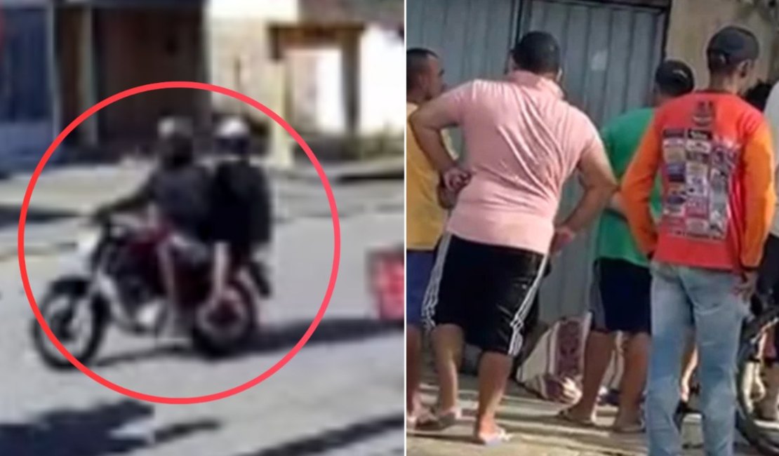 Câmeras registram momento em que dupla em moto executa homem em Arapiraca