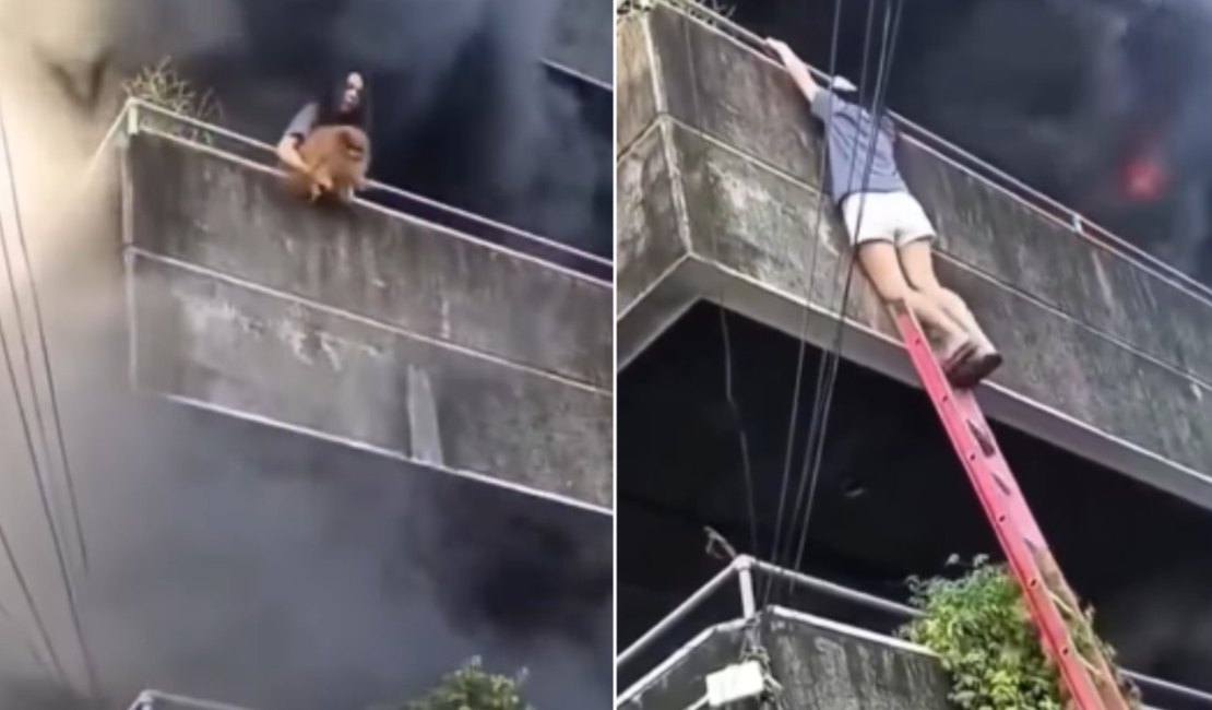 Mulher salva dois cães ao lançá-los da varanda durante incêndio em apartamento
