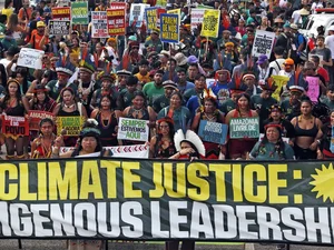 Marcha global indígena em Belém cobra demarcação de territórios