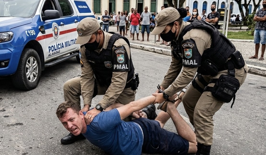 Homem é preso após agredir policiais e resistir à abordagem em Marechal Deodoro