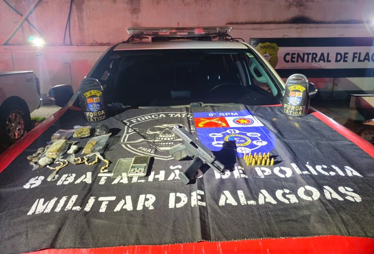 Operação do 8º BPM resulta em prisão e apreensão de entorpecentes e arma de fogo em Rio Largo